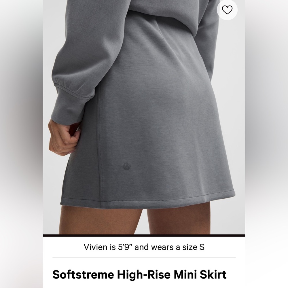 Lululemon Softstreme HR mini skirt Sz small, medium, XLarge solar grey